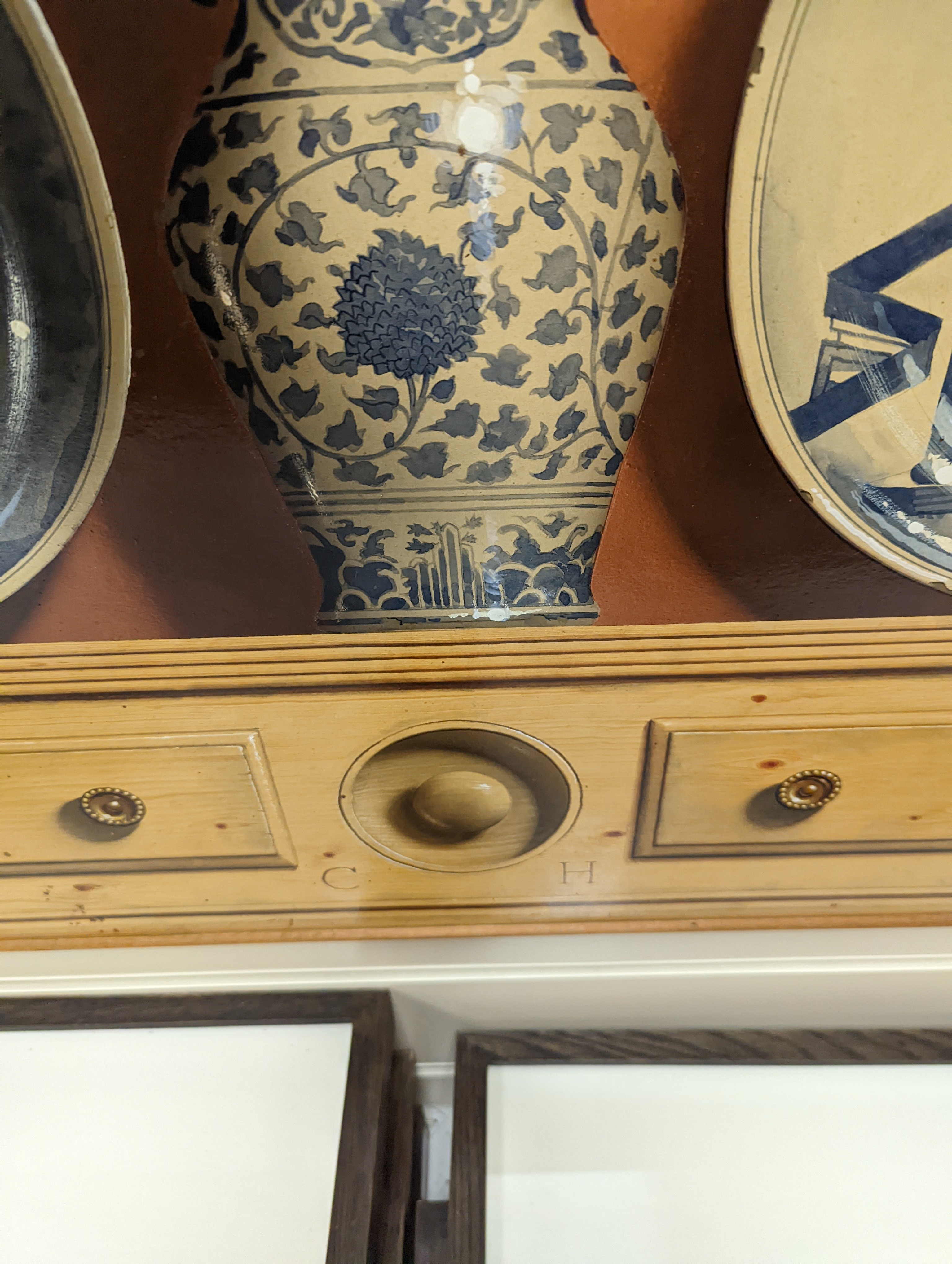 Frederick Clifford Harrison (1901-1984), oil on board, 'Chinese plates and vase from The David Foundation', initialled, 1970 Stacey Mark label verso, 54 x 79cm